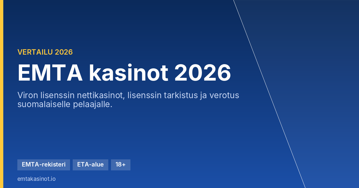 EMTA kasinot 2026 - Viron lisenssin nettikasinot vertailussa